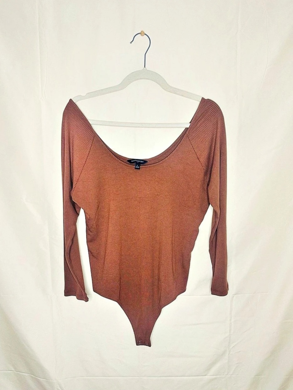 Banana Republic Ribbed Long Sleeve Bodysuit Brown Size Large
